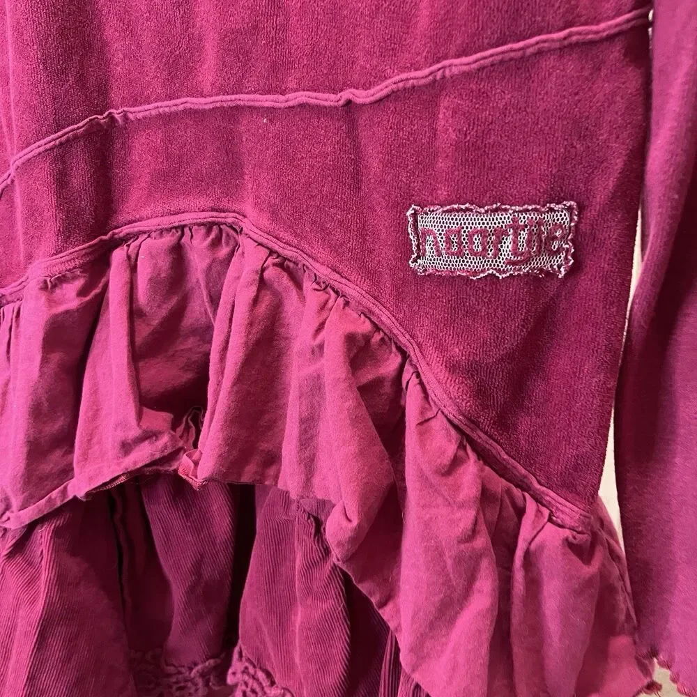 Girls Naartjie Size 8 Pink Magenta Velour Dress Tulle Accents Ruffle Long Sleeve